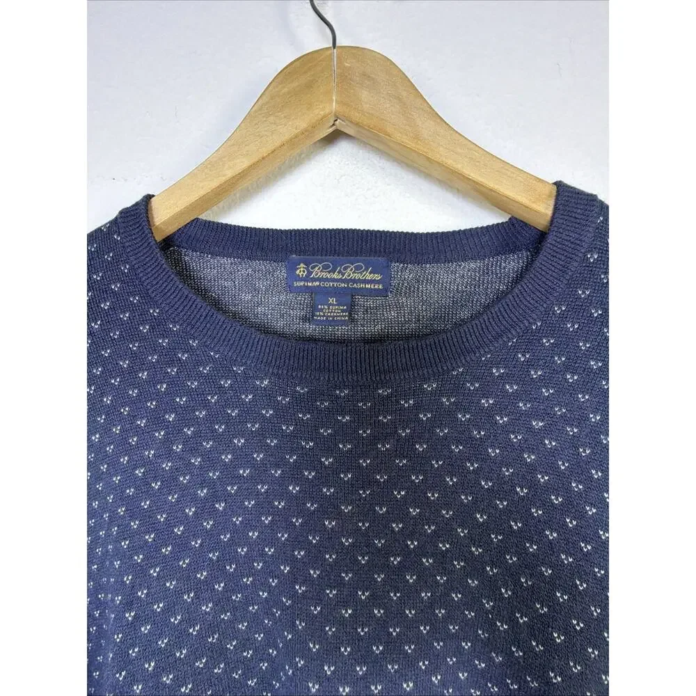 Brooks Brothers mens XL Cotton Cashmere Crewneck Sweater navy quiet luxury